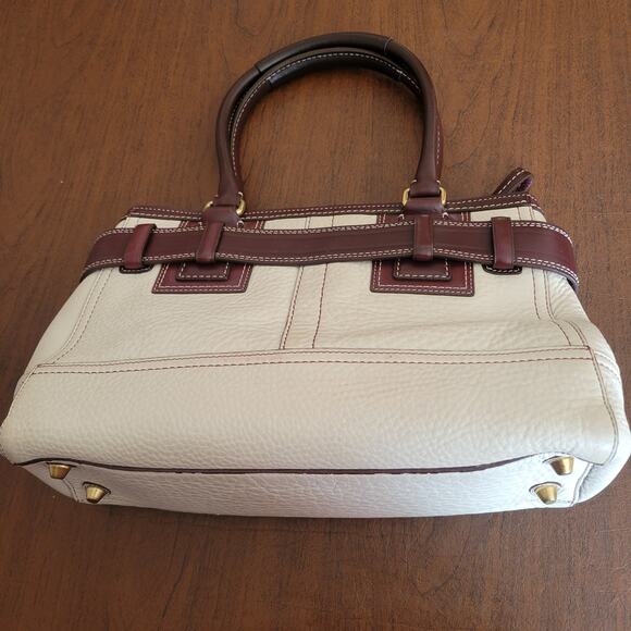 Vintage Coach Hamptons Ivory Maroon Pebbled Leather Bag EO6S-10212 - Picture 5 of 12